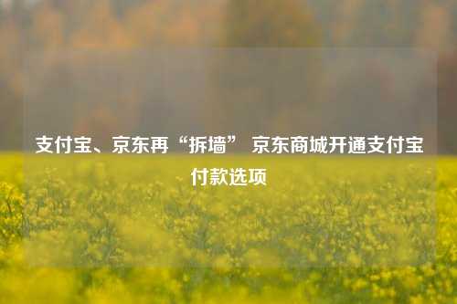 支付宝、京东再“拆墙” 京东商城开通支付宝付款选项