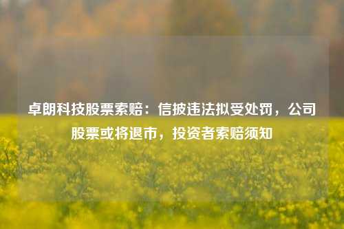 卓朗科技股票索赔：信披违法拟受处罚，公司股票或将退市，投资者索赔须知