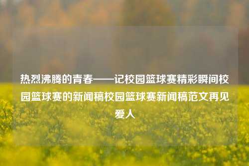 热烈沸腾的青春——记校园篮球赛精彩瞬间校园篮球赛的新闻稿校园篮球赛新闻稿范文再见爱人