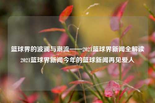 篮球界的波澜与潮流——2021篮球界新闻全解读2021篮球界新闻今年的篮球新闻再见爱人