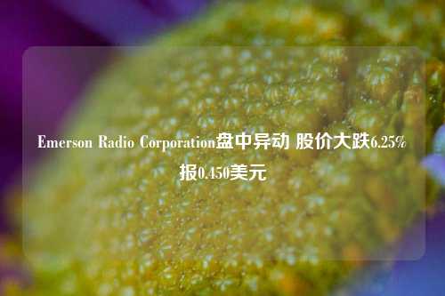 Emerson Radio Corporation盘中异动 股价大跌6.25%报0.450美元