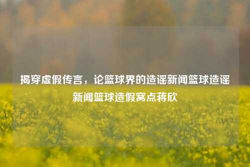 揭穿虚假传言，论篮球界的造谣新闻篮球造谣新闻篮球造假窝点蒋欣