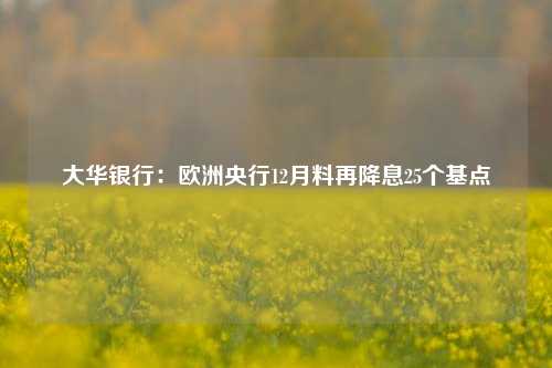 大华银行：欧洲央行12月料再降息25个基点