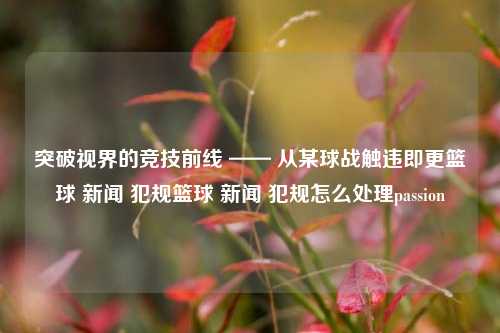 突破视界的竞技前线 —— 从某球战触违即更篮球 新闻 犯规篮球 新闻 犯规怎么处理passion