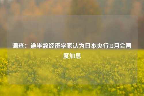 调查：逾半数经济学家认为日本央行12月会再度加息