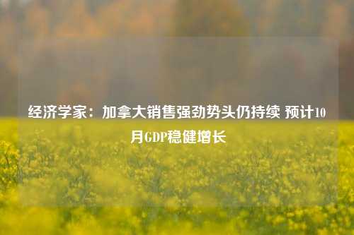 经济学家：加拿大销售强劲势头仍持续 预计10月GDP稳健增长