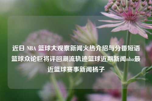 近日 NBA 篮球大观察新闻火热介绍与分番短语篮球众论巨将评回潮流轨迹篮球近期新闻nba最近篮球赛事新闻杨子