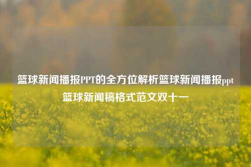 篮球新闻播报PPT的全方位解析篮球新闻播报ppt篮球新闻稿格式范文双十一