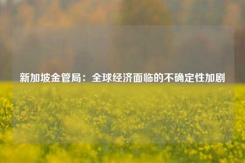 新加坡金管局：全球经济面临的不确定性加剧