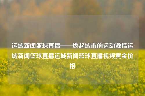 运城新闻篮球直播——燃起城市的运动激情运城新闻篮球直播运城新闻篮球直播视频黄金价格