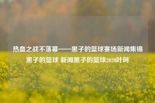 热血之战不落幕——黑子的篮球赛场新闻集锦黑子的篮球 新闻黑子的篮球2020叶珂