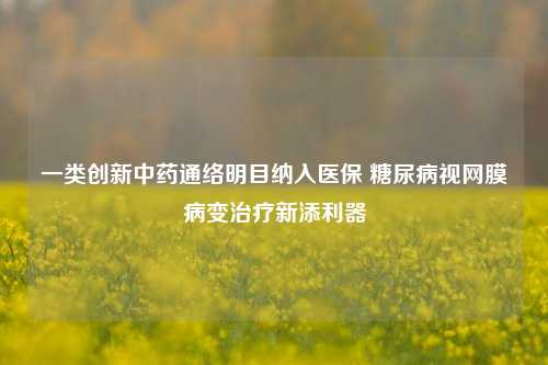 一类创新中药通络明目纳入医保 糖尿病视网膜病变治疗新添利器