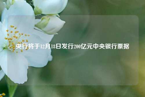 央行将于12月18日发行200亿元中央银行票据