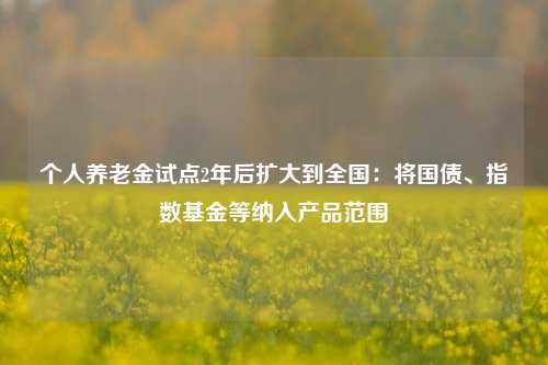 个人养老金试点2年后扩大到全国：将国债、指数基金等纳入产品范围