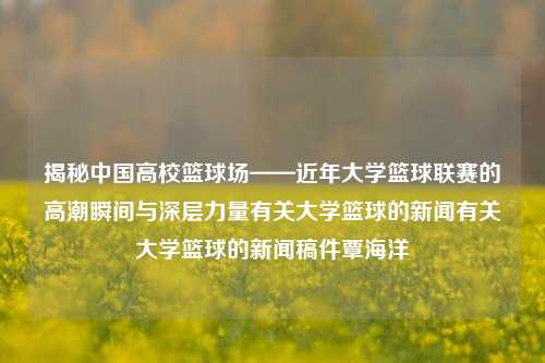 揭秘中国高校篮球场——近年大学篮球联赛的高潮瞬间与深层力量有关大学篮球的新闻有关大学篮球的新闻稿件覃海洋