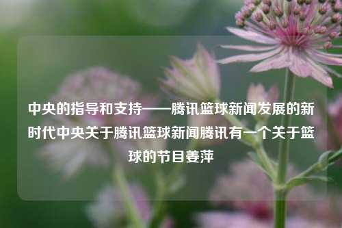 中央的指导和支持——腾讯篮球新闻发展的新时代中央关于腾讯篮球新闻腾讯有一个关于篮球的节目姜萍