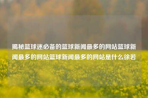 揭秘篮球迷必备的篮球新闻最多的网站篮球新闻最多的网站篮球新闻最多的网站是什么徐若瑄