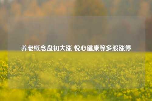 养老概念盘初大涨 悦心健康等多股涨停