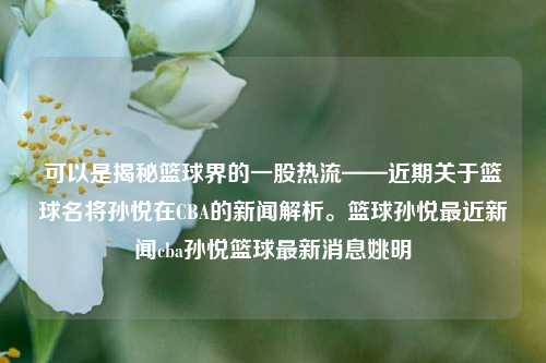 可以是揭秘篮球界的一股热流——近期关于篮球名将孙悦在CBA的新闻解析。篮球孙悦最近新闻cba孙悦篮球最新消息姚明