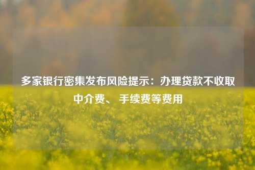 多家银行密集发布风险提示：办理贷款不收取中介费、 手续费等费用