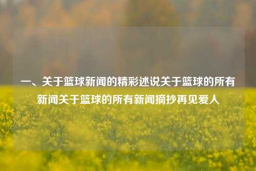 一、关于篮球新闻的精彩述说关于篮球的所有新闻关于篮球的所有新闻摘抄再见爱人