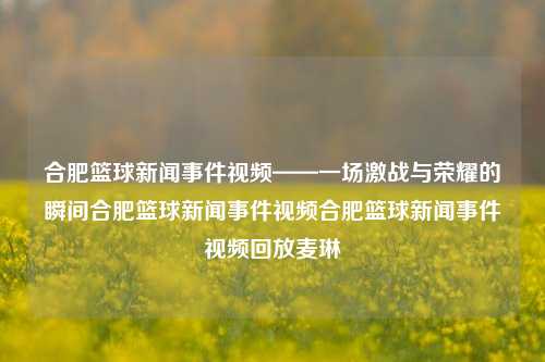 合肥篮球新闻事件视频——一场激战与荣耀的瞬间合肥篮球新闻事件视频合肥篮球新闻事件视频回放麦琳