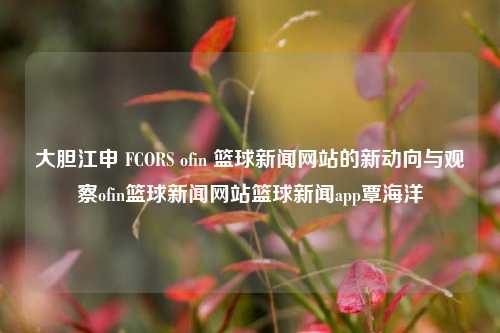 大胆江申 FCORS ofin 篮球新闻网站的新动向与观察ofin篮球新闻网站篮球新闻app覃海洋