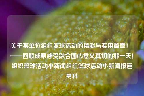 关于某单位组织篮球活动的精彩与实用篇章！ ——回顾成果感受融合团心意义真切的那一天！组织篮球活动小新闻组织篮球活动小新闻报道男科