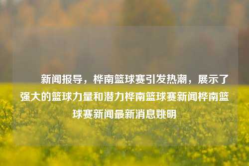 ​​新闻报导，桦南篮球赛引发热潮，展示了强大的篮球力量和潜力桦南篮球赛新闻桦南篮球赛新闻最新消息姚明